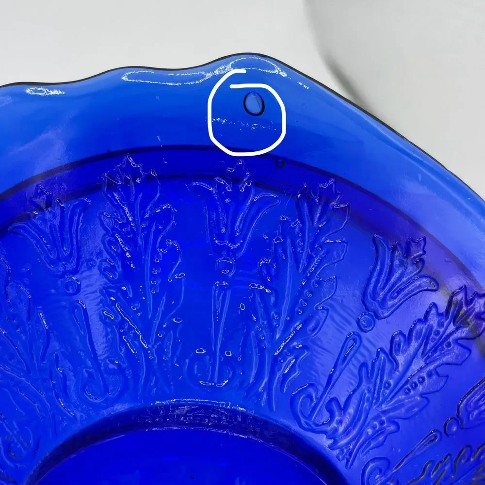 Vintage Cobalt‎ Blue Princess Pattern Depression Glass Candy Dish LID READ